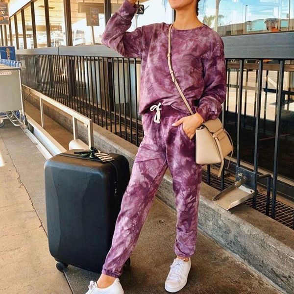

2 pieces sweat suits tracksuit women clothes two piece set pants and tie dye lounge wear ropa mujer summer ensemble femme, Gray