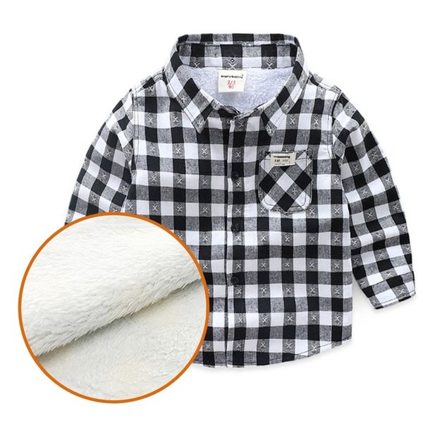 

baby autumn shirt winter thick warm cotton long sleeves 1- 6 years children outwear clothes kids fall outfit clothing 210306, White;black