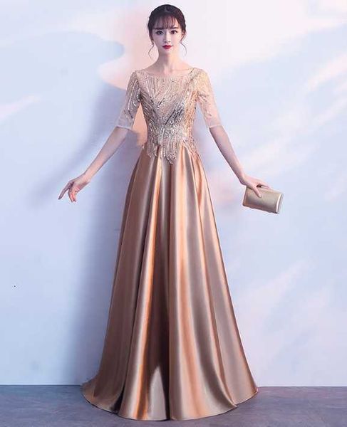 

luxury evening party dresses women's round neck sequin elegant long evening 2021, Black