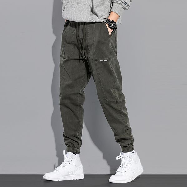 

2021 new autumn newly fashion men jeans loose fit casual cargo pants hombre japanese vintage designer streetwear hip hop joggers trouse cxdz, Blue