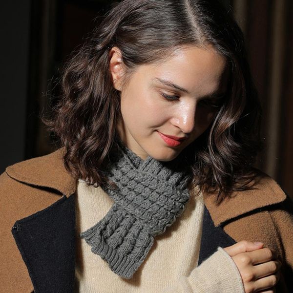 

scarves women solid color scarf winter warm soft female knitted wool, Blue;gray