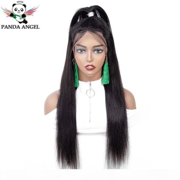 

mongolian straight lace front human hair wigs pre-plucked bleached knots 150% density panda remy 13x4 human hair lace front wigs, Black