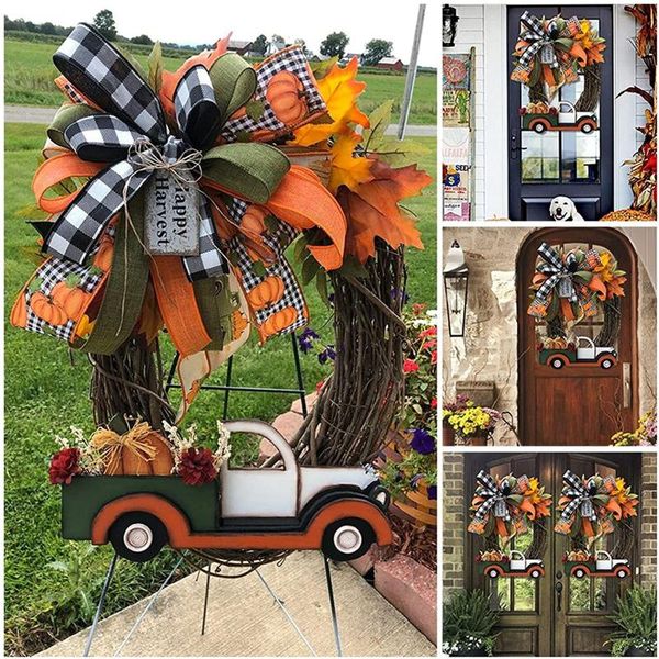 

decorative flowers & wreaths vintage pumpkin truck wreath,rustic-simple decor,halloween-farmhouse decorations diy flower bouquet wreath for