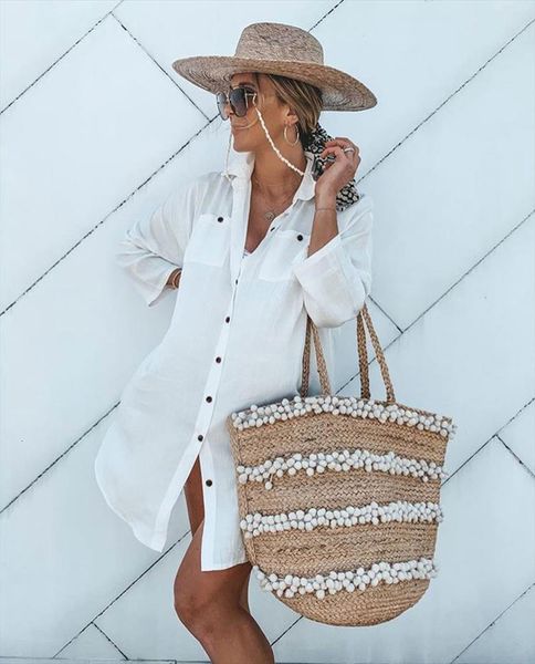 

buckle sun resistant beach short women shirts skirt bikini sunscreen, White