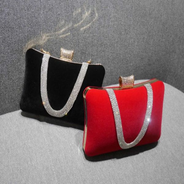 

fashion2021 new fashion velvet banquet party one shoulder straddle women's diamond dress dinner bag
