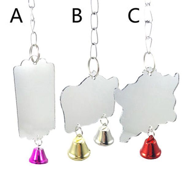 

other bird supplies 3 sizes hanging cage toy for parrot cockatiel birds single face mirror toys swing with bell