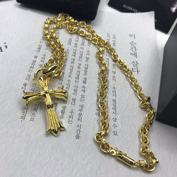 

Necklace Croquet Cross Letter Chain Flower Sweater for Men and Women, Silver