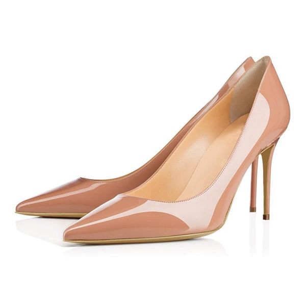 

dress shoes brand 2021 autumn women pumps pu leather high heels pointed toe red woman party office ladies tl-a0113, Black