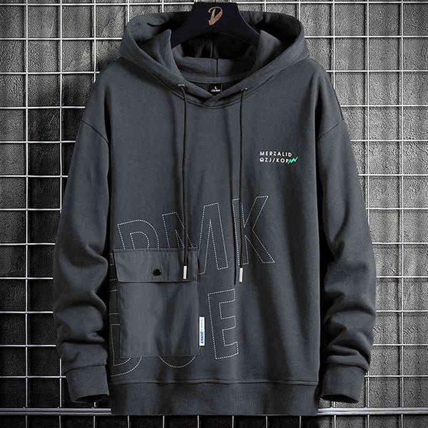 

men's casual shirts brand big pockets pullover hoodie men oversize hooded letter sweatshirts male long sleeved hoody plus size 8xl sa6, White;black