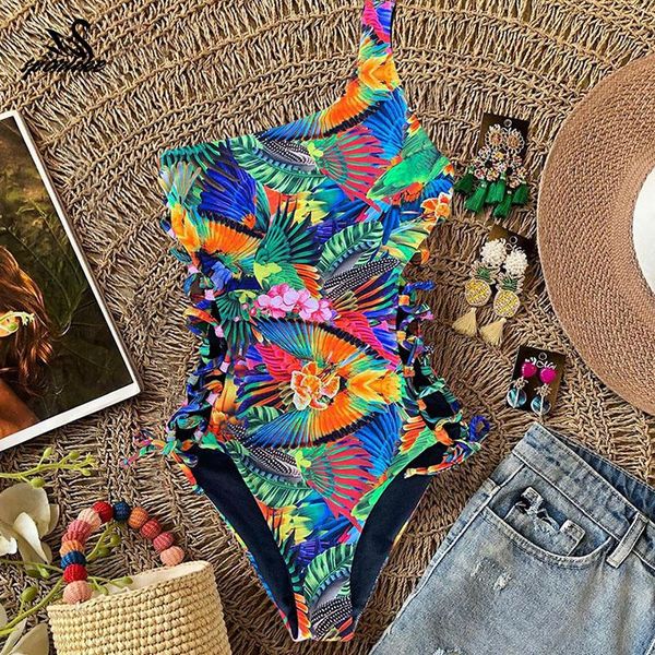 

one piece swimsuit 2021 swimwear women swimsuit push up bathing suits beachwear lace up monokini female