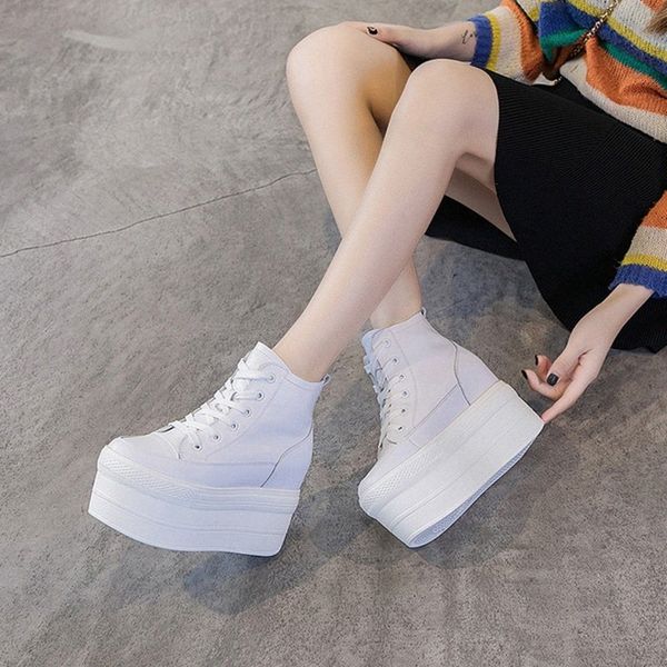 

womens genuine leather chunky sneakers 2019 autumn winter high white/black sneakers woman warm winter shoes casual sneaker o4od#