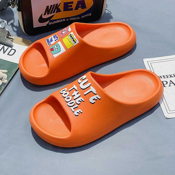 

spring and summer designer lovers slippers cartoon english printing indoor thick bottom flip flop men's women's large size 35-45tr, Black