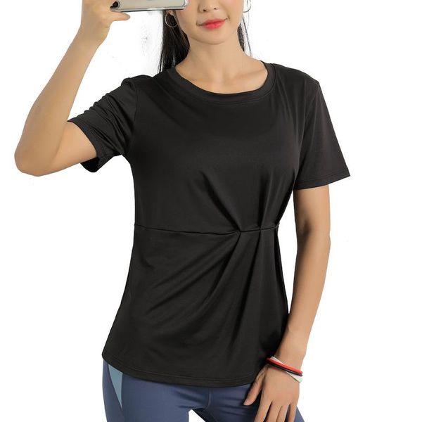 

yoga outfit solid color shirts for women fitness short sleeve t-shirt quick-drying sports running gym sportswear o-neck