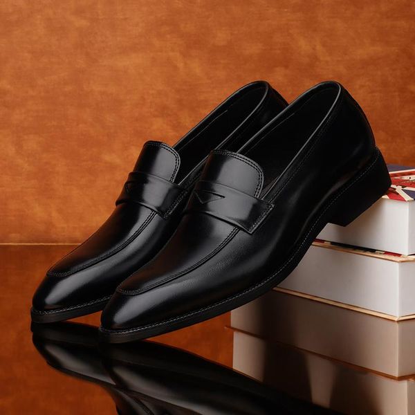 

dress shoes zapatos casuales mens casual leather fashion loafers men hombre sapato masculino shoe man de flat, Black