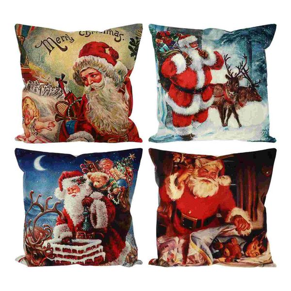 

pillow 4pcs xmas living room sofa flax cloth pillowcases party covers
