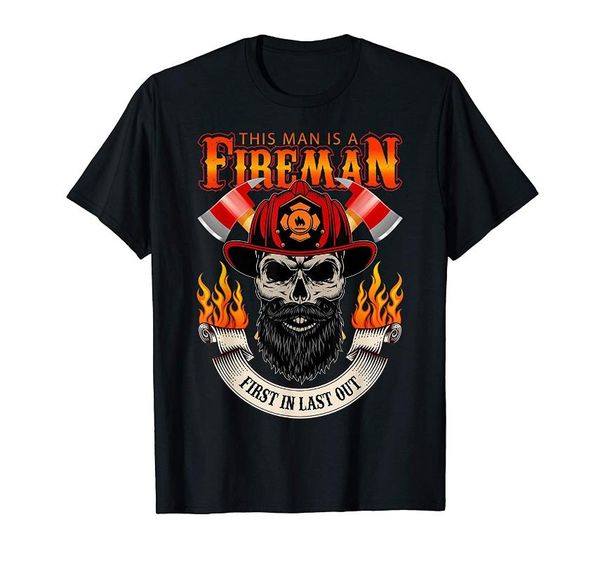 

men's t-shirts skulls - this man is a firefighter t-shirt(1), White;black