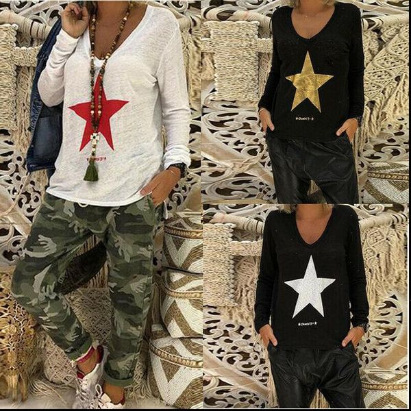 

2021 women star basic blouses shirt autumn clothes long sleeve loose slim blouse women casual simple blouses plus size new, White