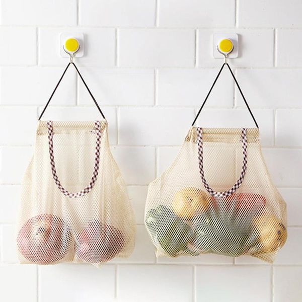 

hanging baskets 4pcs vegetable fruit sundry wall pocket storage bags mesh garlic pouches container holder kitchen bathroom organizer