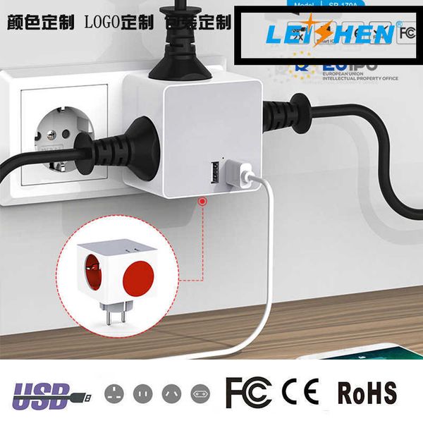 

magic cube multifunctional usb socket intelligent row german creative mini square board conversion plug