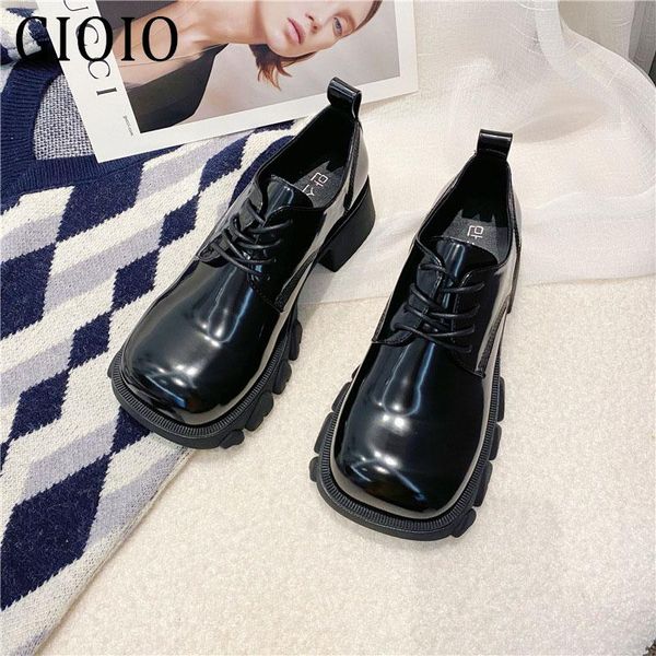 

dress shoes gioio patent leather retro mary jane round toes black 2021 autumn thick heel crystal women's