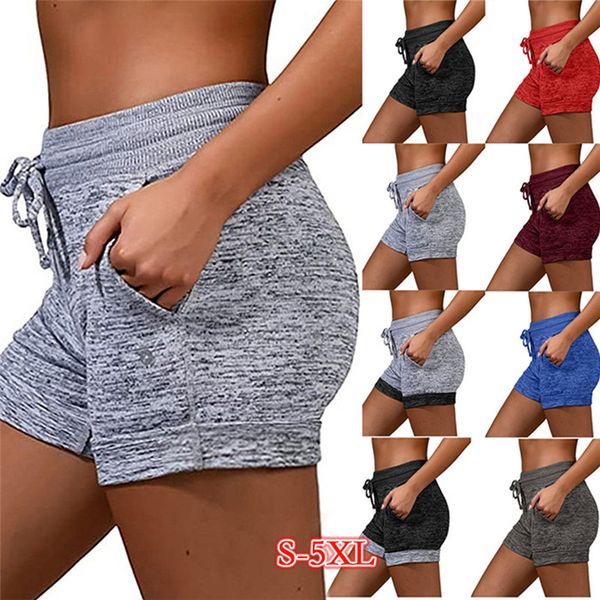 

womens casual elasticity shorts plus size solid color yoga fitness pencil shorts summer breatable slim women sweatpants, White;black
