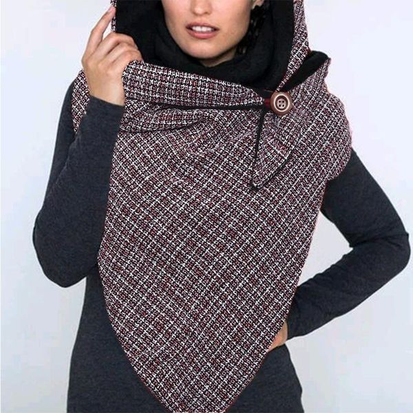

hats, scarves & gloves sets women winter warm large triangle scarf thermal shawl wrap blanket with button ., Blue;gray