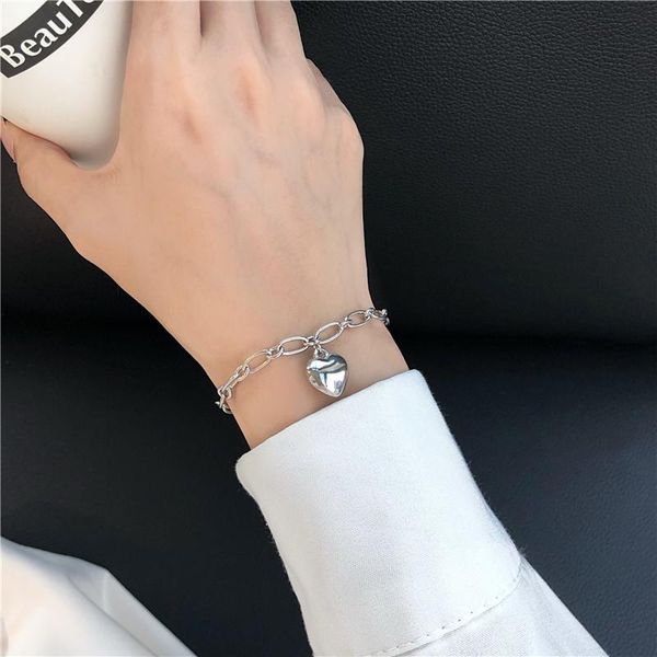

link, chain korean brand temperament cute charm heart pendant bracelet for wooen girls party jewelry ab022, Black