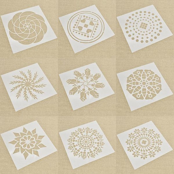 

16pcs mandala dotting painting stencils templates set tools for diy craft furniture wood canvas rocks fabric wall art