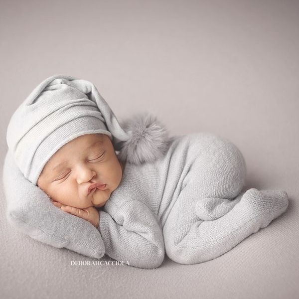 Handmake Newborn Fotografia Props Romper Flokati Acessórios Bebê Bebé Photo Shoot para Calças Studio Chapéu Set 210309