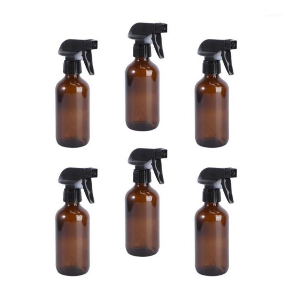 

6pcs 250ml spray bottles refillable glass sprayer storage container brown & jars