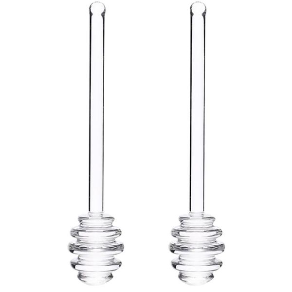 

spoons 2pcs transparent glass honey dippers stirring sticks coffee jam