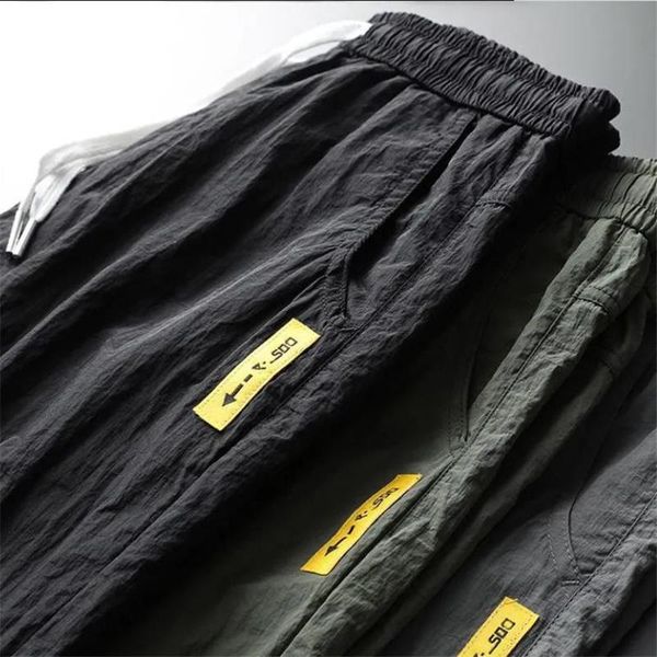 

men's pants summer drawstring trousers men fashion sweatpants loose wild jogging sport big size clothing pantalons pour hommes, Black