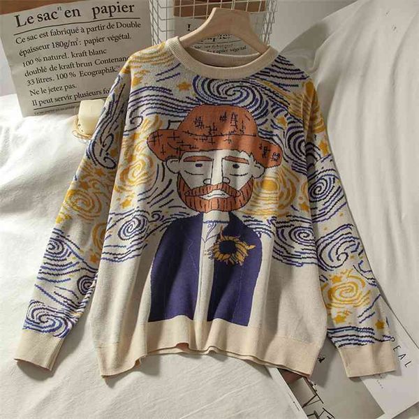 

women vintage sweaters fashion winter harajuku cartoon long sleeve pullover korean style chic knitted sweater 210805, White;black