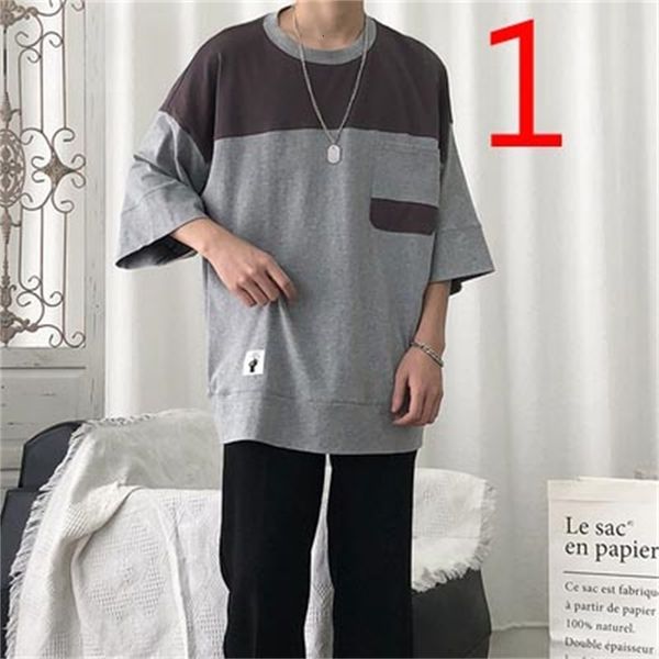 

2021 men's short-sleeved round neck korean version the trend of ice silk half-sleeved t-shirt summer new t43d, White;black