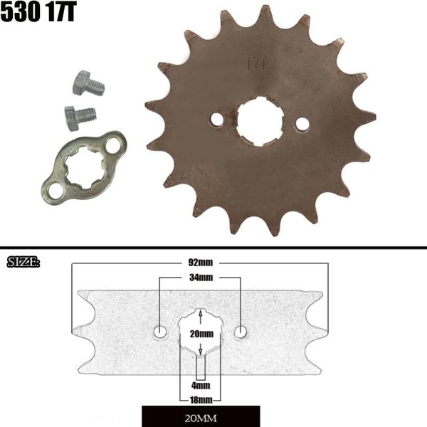 

parts front engine sprocket 530 17t 20mm for chain with locker motorcycle dirt bike pitbike atv quad
