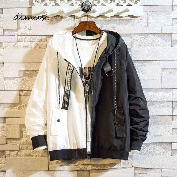 

dimusi men's bomber jackets hip hop colorblock jacket windbreaker hooded coats male casual outdoor windbreaker jackets clothing y1122, Black;brown