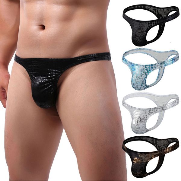 

buy thong soft men faux leather snake print underwear truss music x*, Black;white