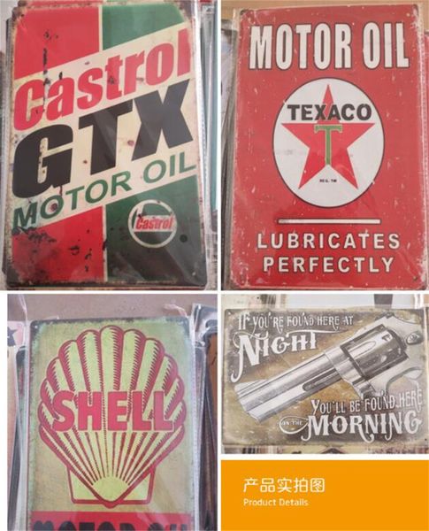 Decorazione per feste all'ingrosso GAS Motor Oil Targhe in metallo antico in metallo Garage vintage Man Cave Poster retrò Bar Pub Decorazione da parete