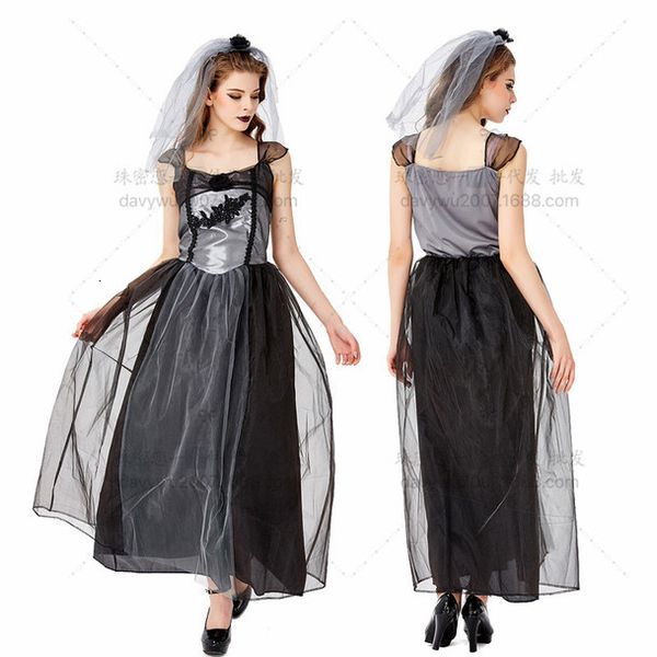 

halloween ghost bride demon costume witch costume vampire costume hell death bride uniform party costume_rw, Black;red