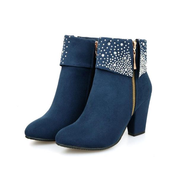 

boots women's shoes ankle round toe high heels women autumn spring winter, Black