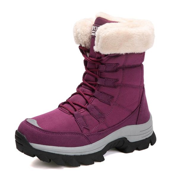 

boots 2021 brand winter women's snow outdoor non-slip sneakers plush warm women waterproof fur platform ankle, Black