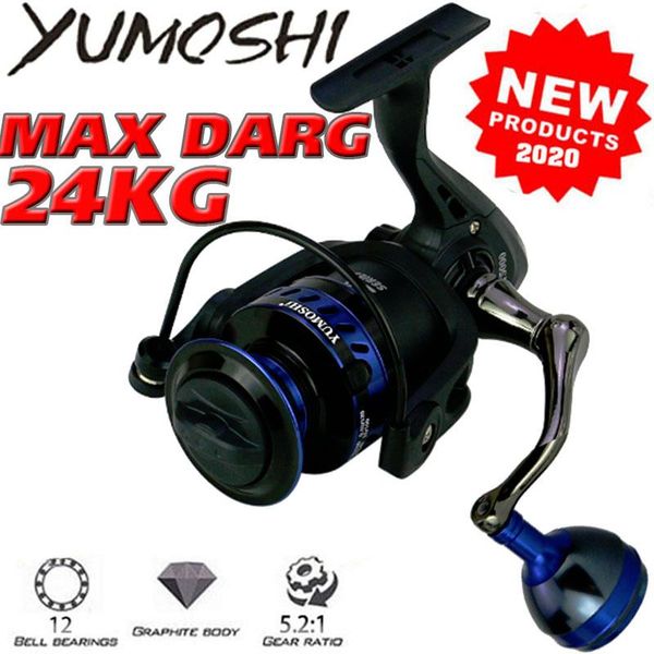 

yumoshi 2000-7000 all metal salt water surf spinning fishing reel spinning fishing reel one way 14 bearing balls 24kg max drag
