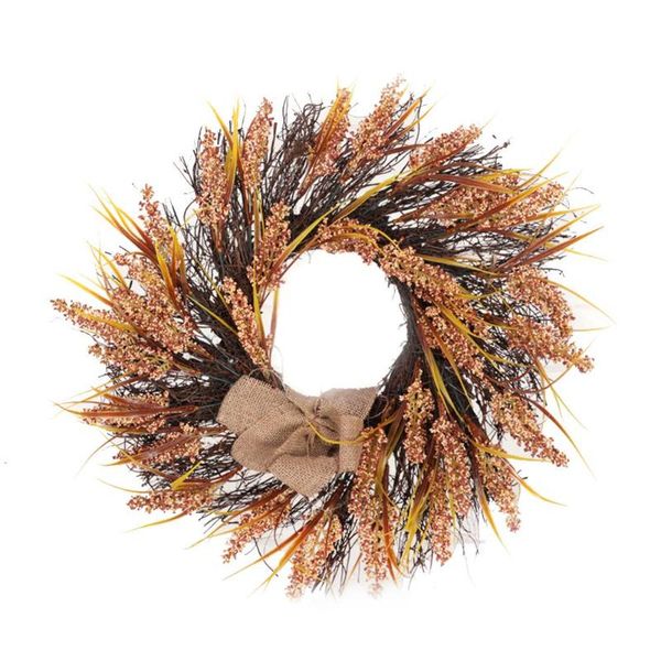 

decorative flowers & wreaths christmas thanksgiving wreath artificial wheat sunflower pendant wall window hangings harvest home decoration