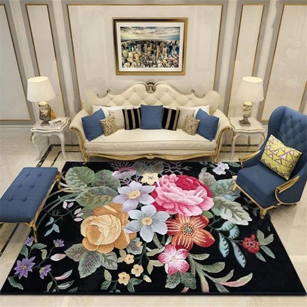 

classic retro 3d three-dimensional american flower printing doormat bedroom living room bedside carpet kitchen floor mat