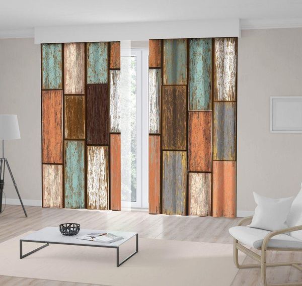 

curtain & drapes old wood wall with vertical panels weathered rough retro decorating print blue brown beige