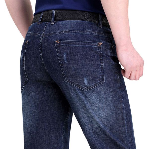 

men's jeans, loose fitting straight pants, mid waist pants, Blue