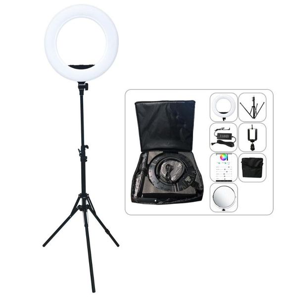 

flash heads yidoblo ax-480dii bluetooth app control ring lamp camera po/studio/phone 18\" 240 led light makeup