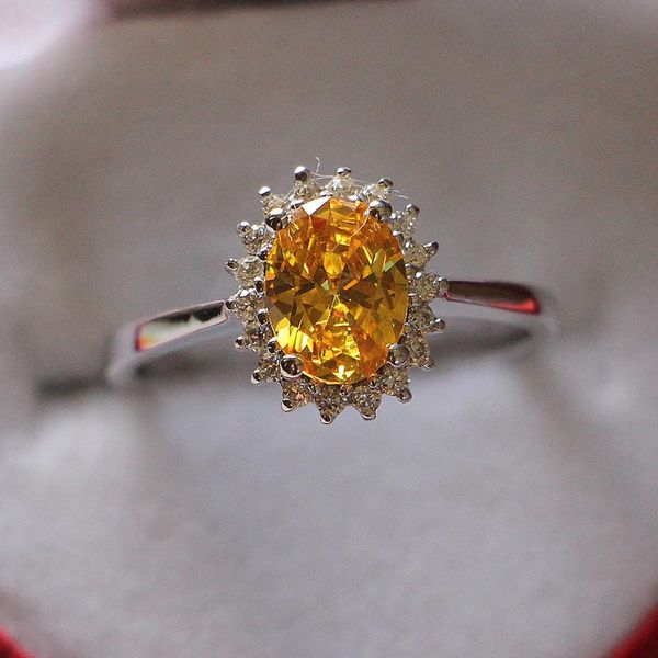 

cluster rings genuine sterling silver jewelry oval propose yellow ring 2ct synthetic nscd wedding white gold cover, Golden;silver
