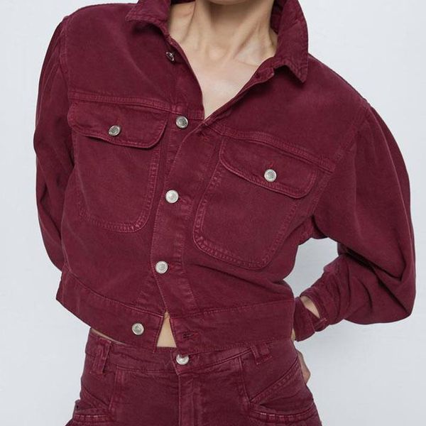 

jacket spring/summer women 2021 new jacket fashionable casual red loose denim coat, Black;brown