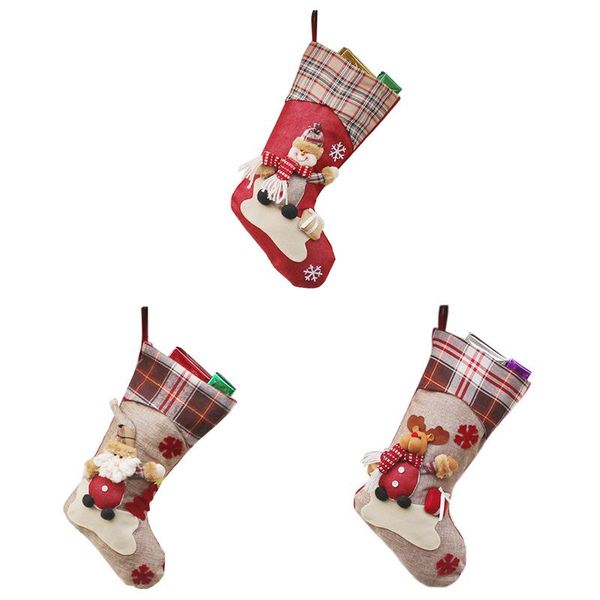 

christmas decorations gift socks plush elk with lanyard tree decoration home